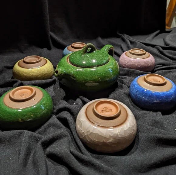 Vintage Ice Cracked Glaze Ceramic Kung Fu Tea Set - Picture 9 of 10
